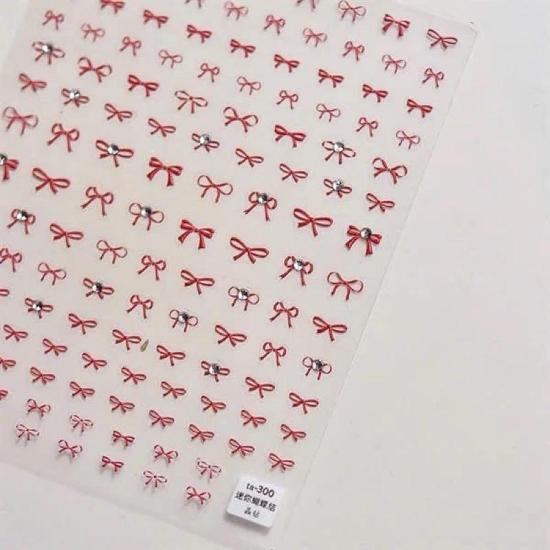 Sticker 5D Lụa Nổi Hình 300 Nơ Đỏ Đính Đá Khảm Đá TL054 Trang Trí Móng Tay Chân Làm Nail Siêu Tiện Lợi Dịp Lễ Tết Women Nữ
