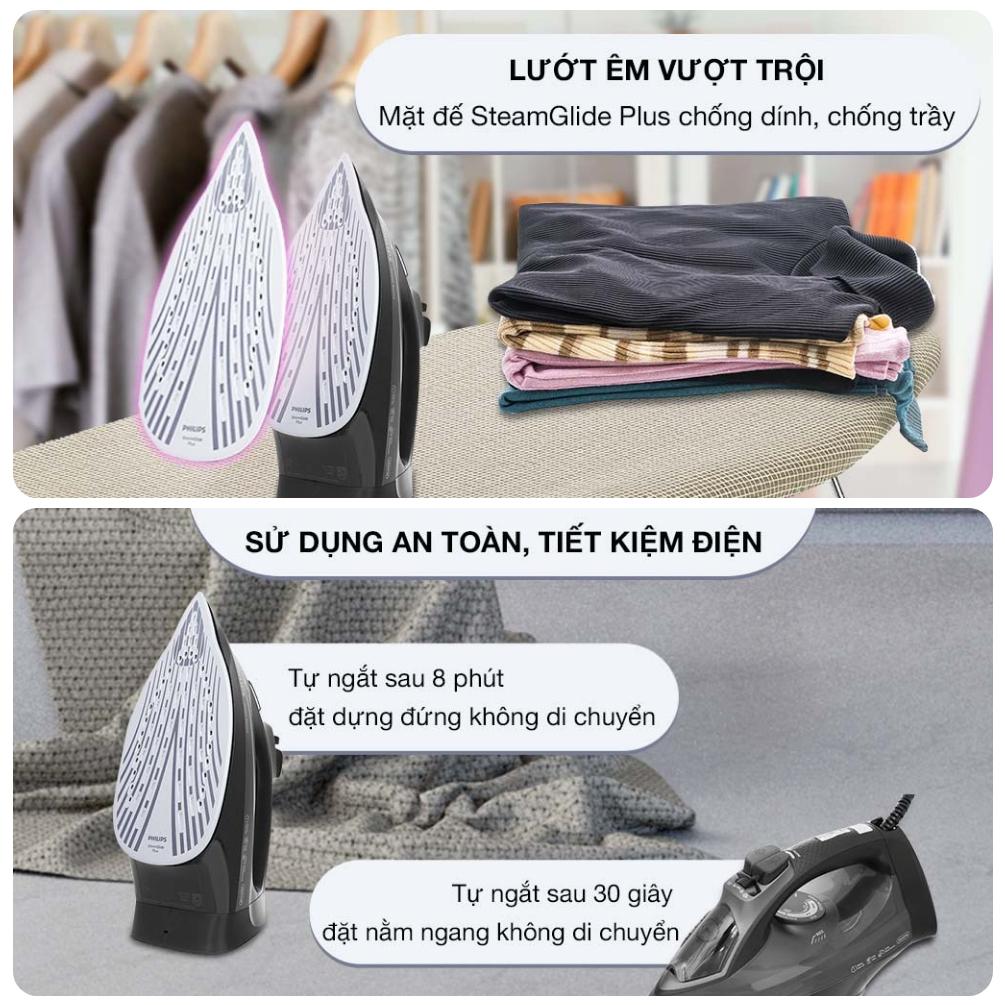 Bàn Ủi Hơi Nước Philips DST5040/80, Công suất 2600W - Hơi Tăng cường 200g/phút, Mặt đế Steamglide Plus, Hàng Chính Hãng