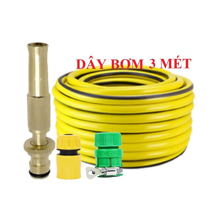 Bộ dây vòi xịt bơm nước phun sương , tăng áp 3 lần, loại 3m,5m 206587 cút sập,nối vàng mở chai - VòiCU thẳng, vàng3m