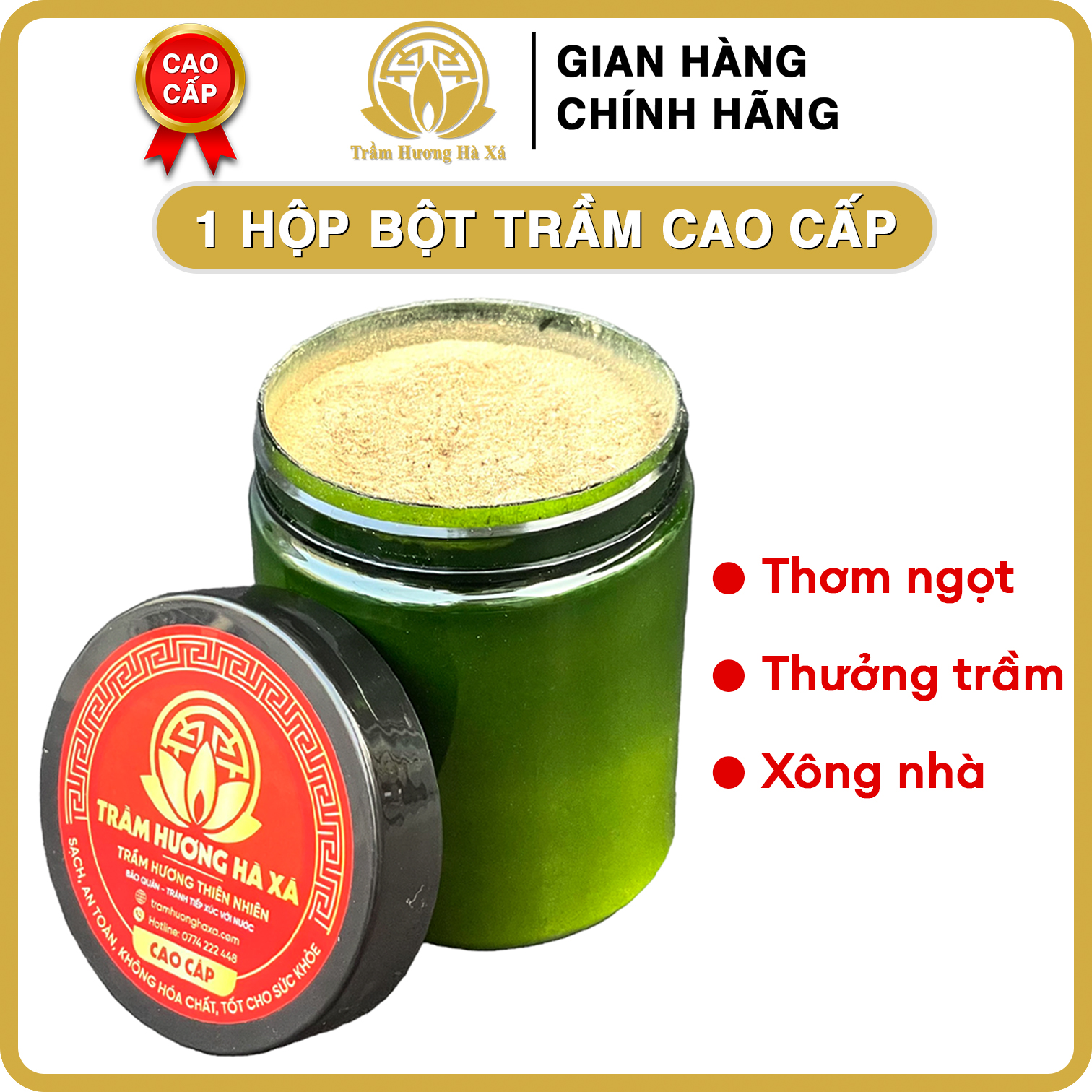 Bột Trầm Hương Cao Cấp Sạch Nguyên Chất Xông Nhà Tẩy Uế Phong Thủy Trầm Hương Hà Xá - 1 Hộp Bột Cao Cấp