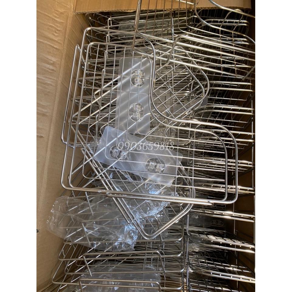 Kệ Góc Dán Tường INOX 304 siêu chắc, giá treo đồ nhà tắm, nhà bếp đa năng kèm 2 miếng dán dài