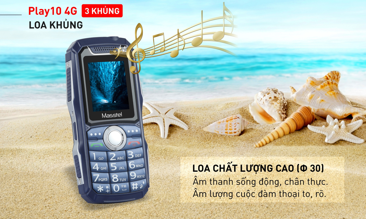 Điện thoại Masstel Play 10 4G - pin trâu - loa to rõ - nhiều tính năng - Hàng Chính Hãng