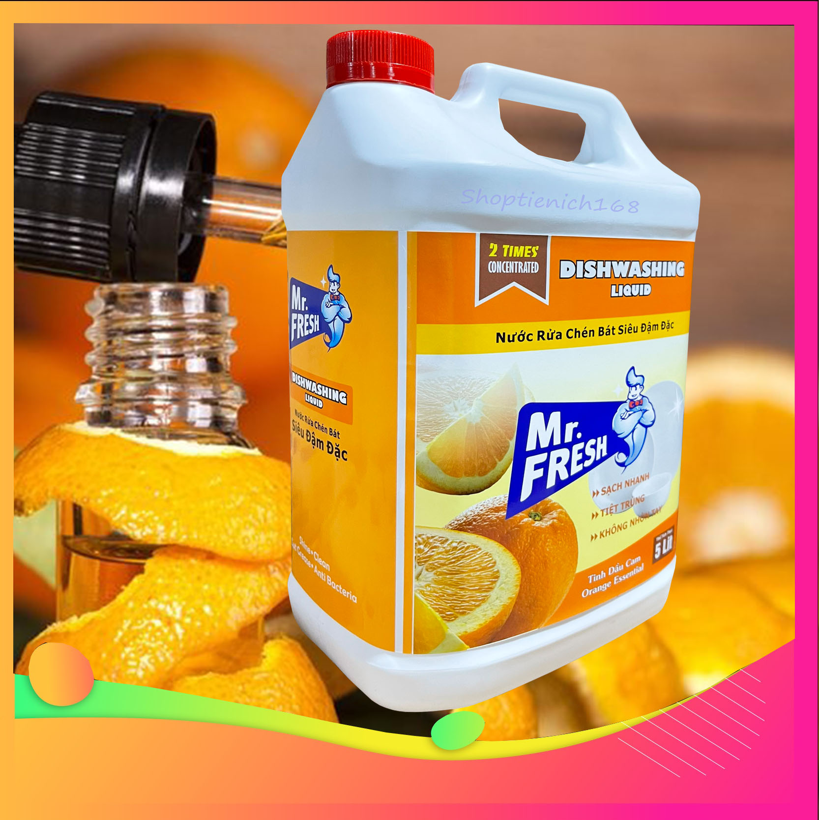 Nước rửa chén bát siêu đậm đặc Mr.fresh 5L hương cam