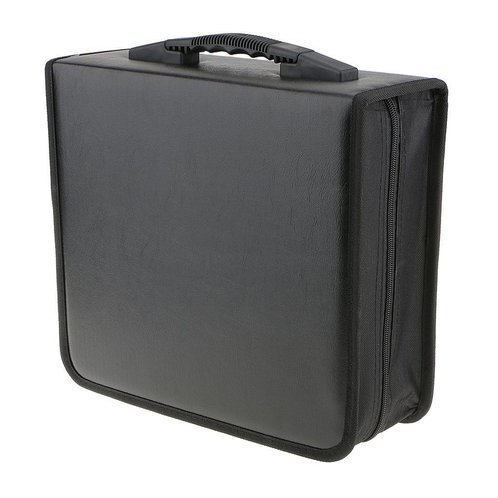 2 Pieces Durable Leather Large CD DVD VCD Disk Storage Case Holder Bag Black
