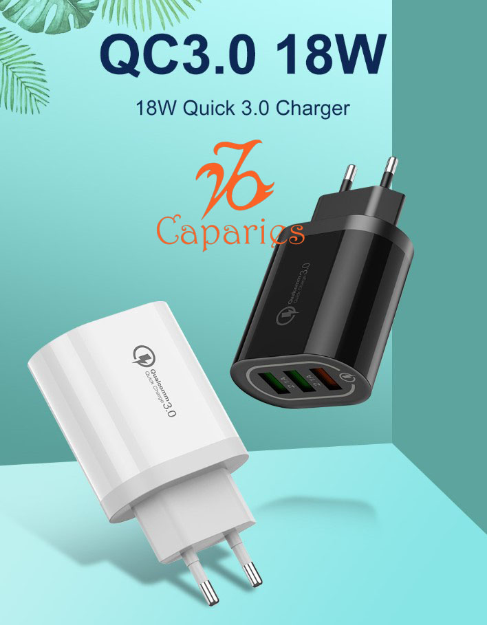 Củ Sạc 3 USB 18W Nhanh Quick Charge 3.0 - Chính Hãng CAPARIES VIỆT NAM