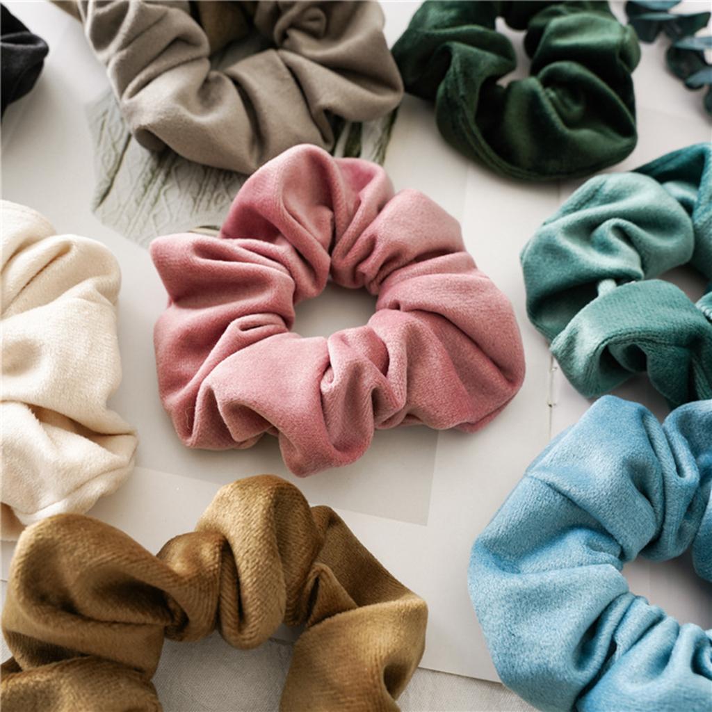 11X Nữ Scrunchies Nhiều Màu Sắc Nhung Băng Đô Quấn Tóc Tóc Dây Cột Tóc Đuôi Ngựa Giá Đỡ