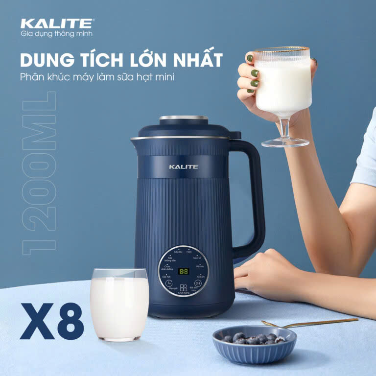 [Hàng chính hãng] Máy làm sữa hạt Kalite KCB12B 1.2 Lít  - uống trực tiếp sau khi xay nấu mà chẳng cần qua rây lọc