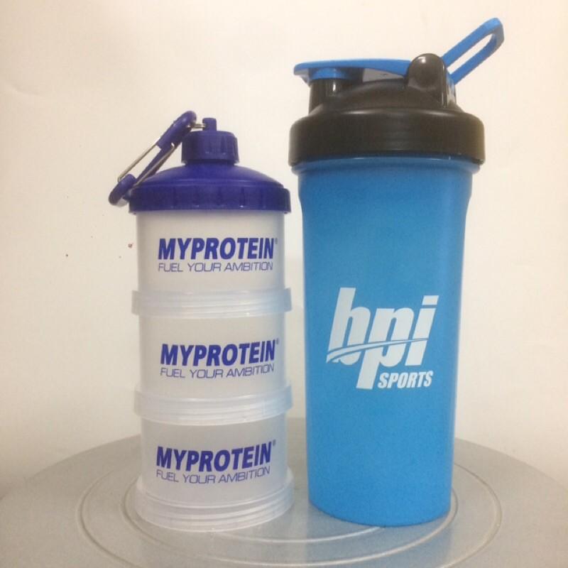 Bộ 2 sản phẩm bình nước shake bottle và hộp đựng whey ishake protein funnel