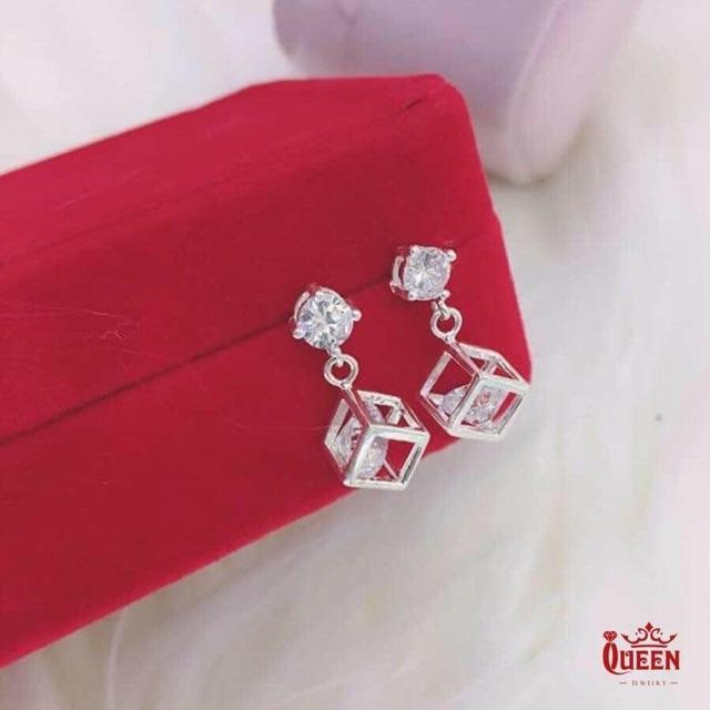 Bông tai nữ đính đá rubic trẻ trung