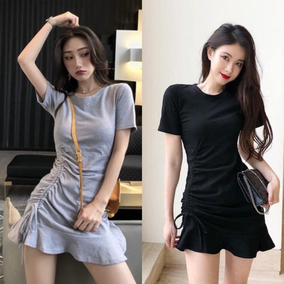 Váy Body Tay Ngắn Rút Dây Bên Sườn Siêu Xinh LH12
