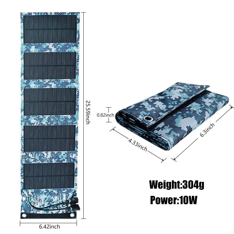 Bảng điều khiển năng lượng mặt trời 5V 2USB Di động có thể gập lại Chống nước cho ngân hàng điện thoại Bộ sạc pin 10W Cắm trại ngoài trời du lịch Câu cá Màu sắc: ngụy trang 10w