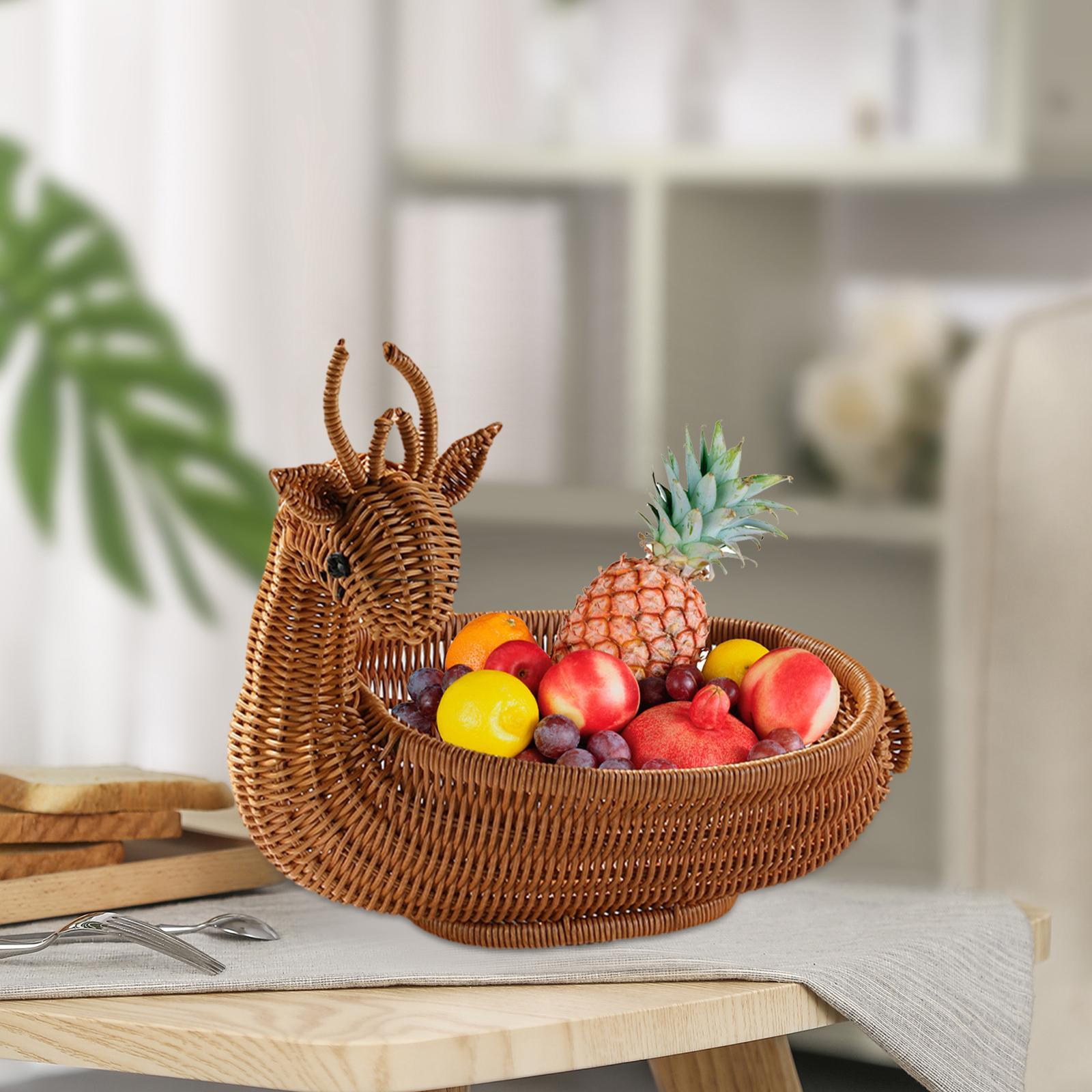 Rattan Fruit Basket Food Serving Basket Kitchen Organizer Snack Serving Bowl