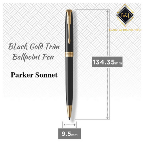 Bút Ký Chính Hãng Parker Sonnet Black Gold Trim Ballpoint Kèm Túi Giftset B&amp;J Cao Cấp Dành Cho Doanh Nhân, Khẳng Định Đẳng Cấp Cá Nhân B&amp;J