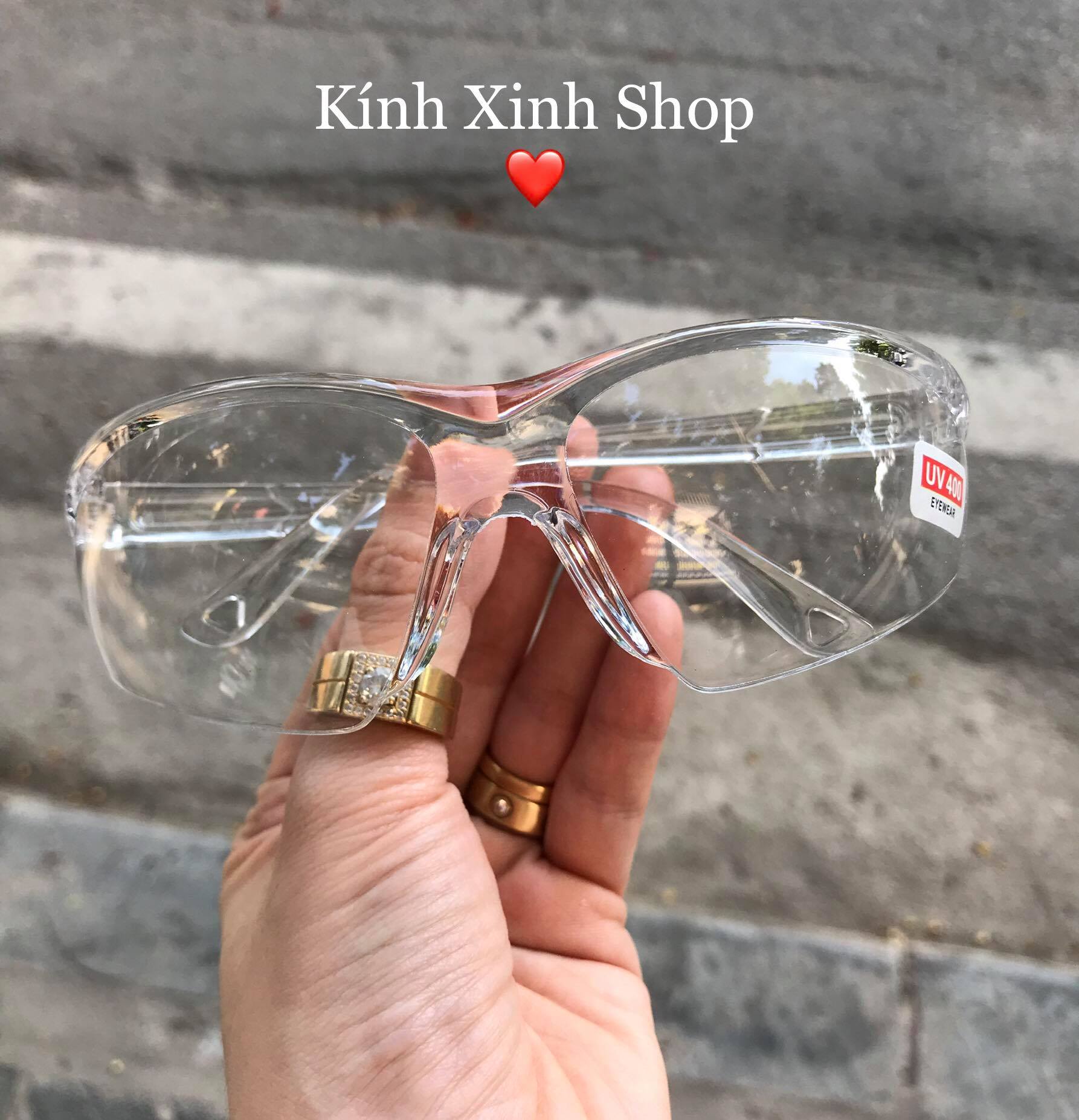 Kính Trong suốt dáng ôm chống nắng uv400, chống gió bụi, giọt bắn bảo vệ mắt tối đa