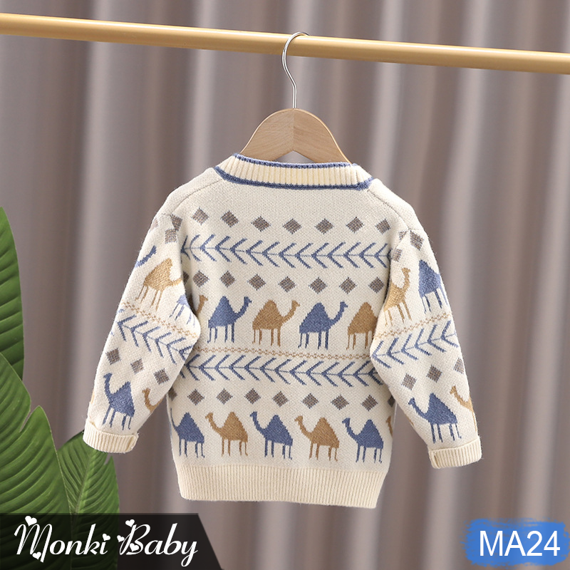 Áo len cardigan vintage bé trai, chất len sợi đanh mềm mịn đẹp, không bai xù, phong cách Hàn Quốc xinh xắn | MA24