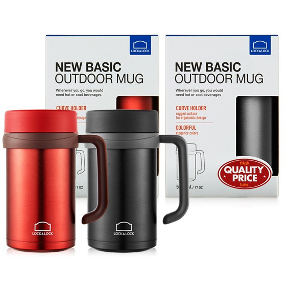 Bình Giữ Nhiệt Lock&amp;Lock New Basic Table màu đen LHC4026B 500ml - Hàng chính hãng, nắp bình 3 lớp tiện lợi - JoyMall