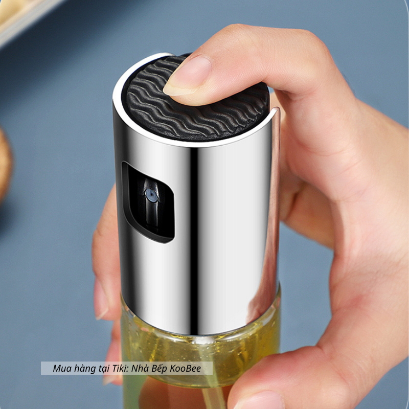Bình xịt dầu ăn dạng phun sương nắp inox cao cấp dung tích 100ml - Phụ kiện nồi chiên không dầu KooBee