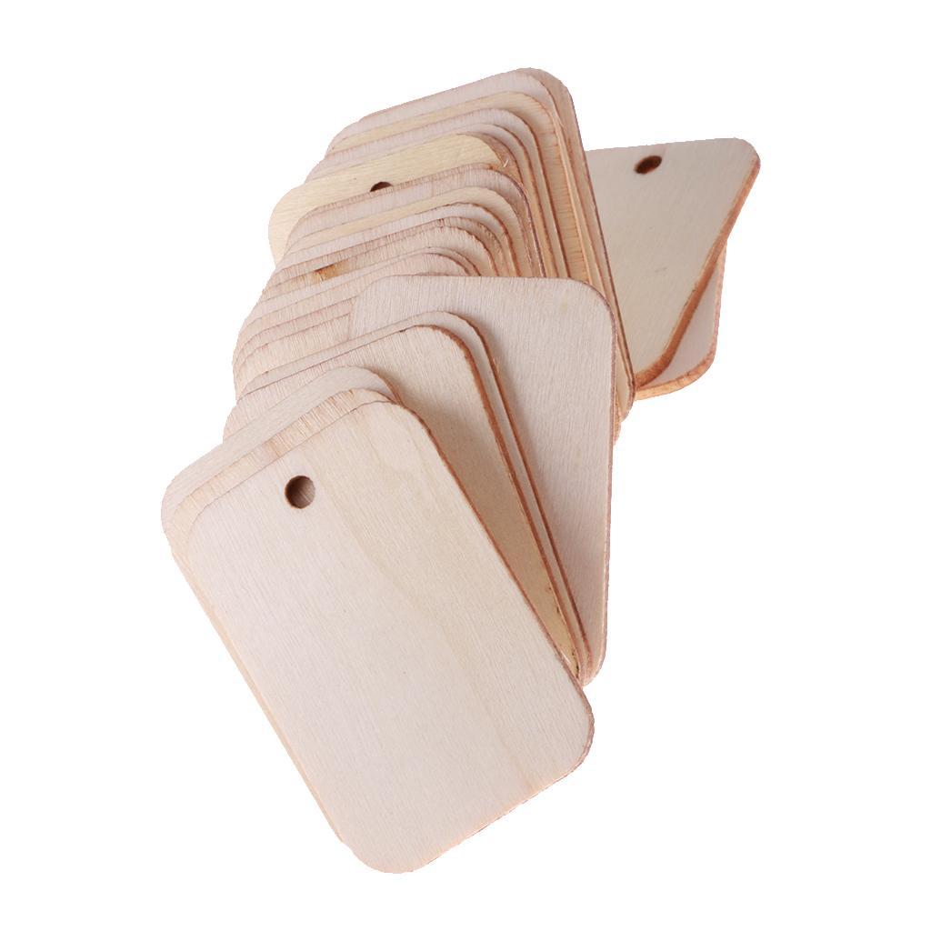 75pcs Natural Blank Gift Tags Wooden Plaque Board for Kids Painting Drawing