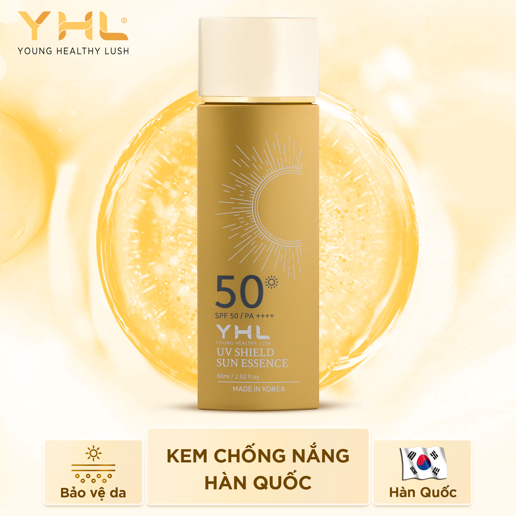 Kem chống nắng Hàn Quốc YHL 60ml giúp dưỡng ẩm chống tia UV với chức năng SPF 50+ và PA++++