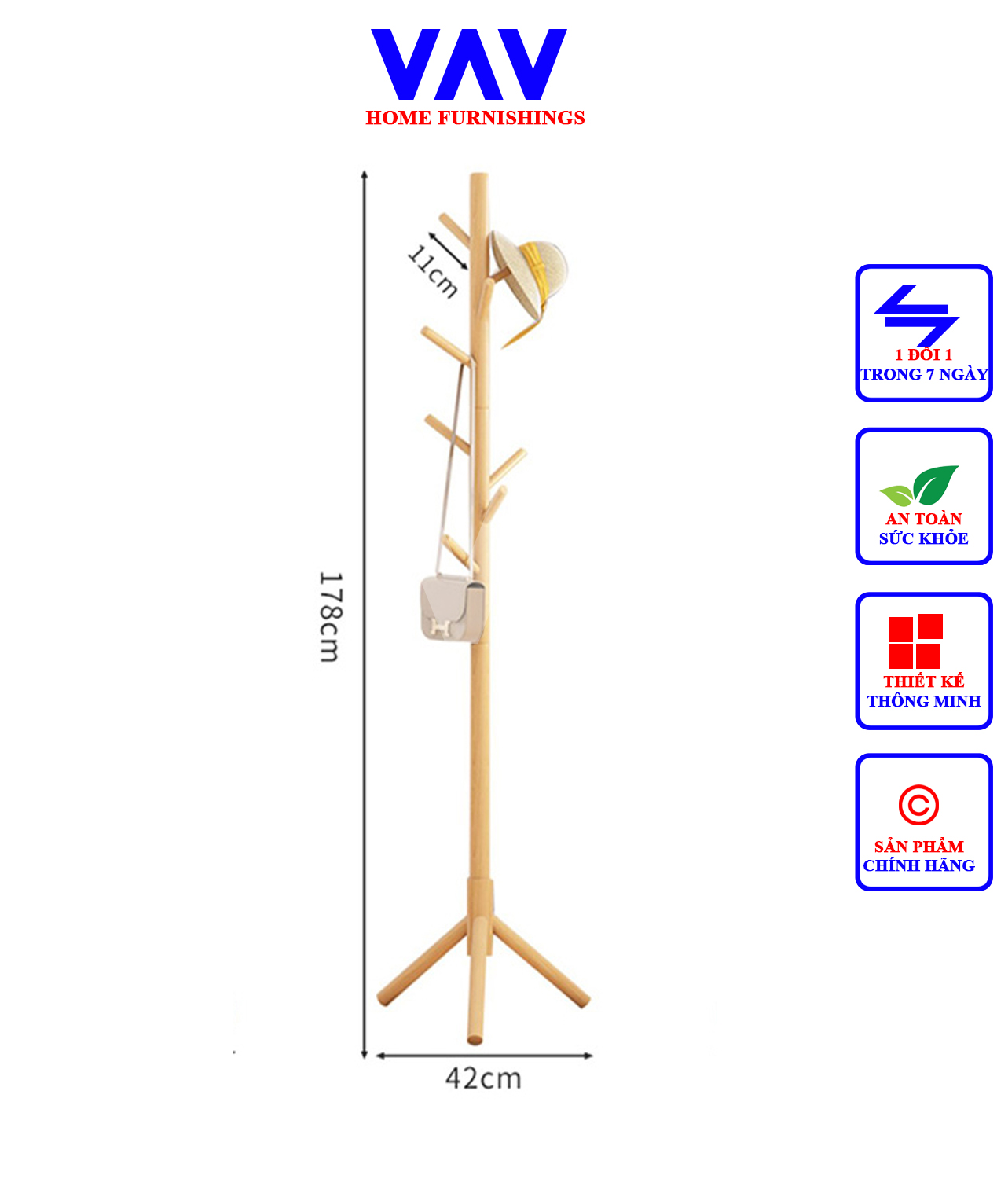 Cây treo quần áo gỗ phong cách Bắc Âu