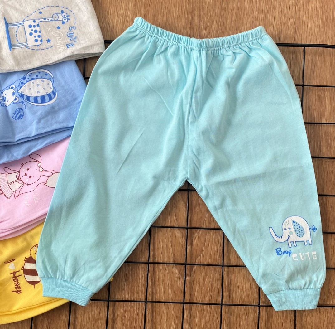 COMBO 5 Quần sơ sinh cotton THT-FR GGY | Quần Dài  Màu bo gấu | Size 1 - 5 cho bé sơ sinh - 12 kg| Chất vải thun cotton 100% xịn, đẹp, mềm, họa tiết xinh | Hàng Việt Nam | Quần áo sơ sinh