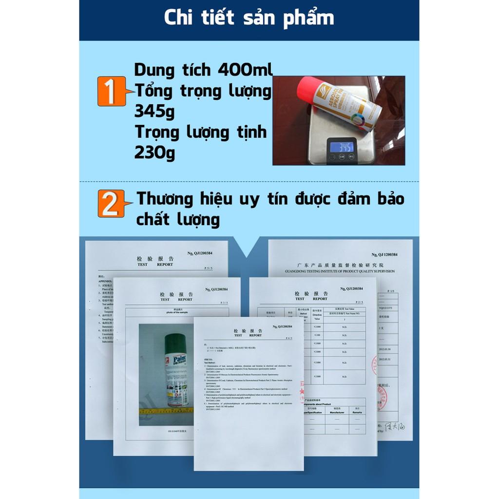 Bình Sơn Phun Theo Màu Xe Haoshun 400ML Sơn Xịt Nhanh Khô, Sơn Xe Ô Tô Haoshun màu đen, chrome bạc, phủ bóng Tiện Lợi