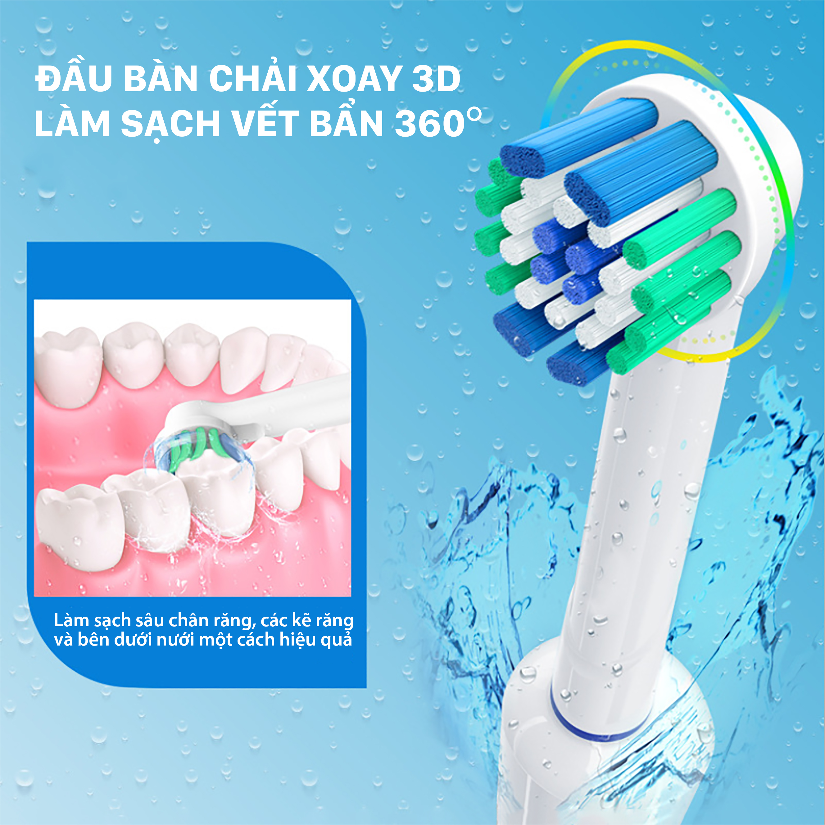 Bàn chải điện xoay tròn Roatry Toohbrush Giúp Giảm TÌnh Trạng Mòn Cổ Răng