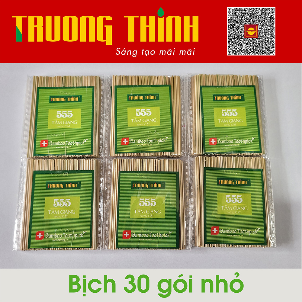 Tăm Xỉa Răng 555 Cật Cây Giang 100% Dẻo Dai Chất Lượng Tiết Kiệm  Gía Siêu Rẻ Thương Hiệu Trường Thịnh - Bịch 30 gói.