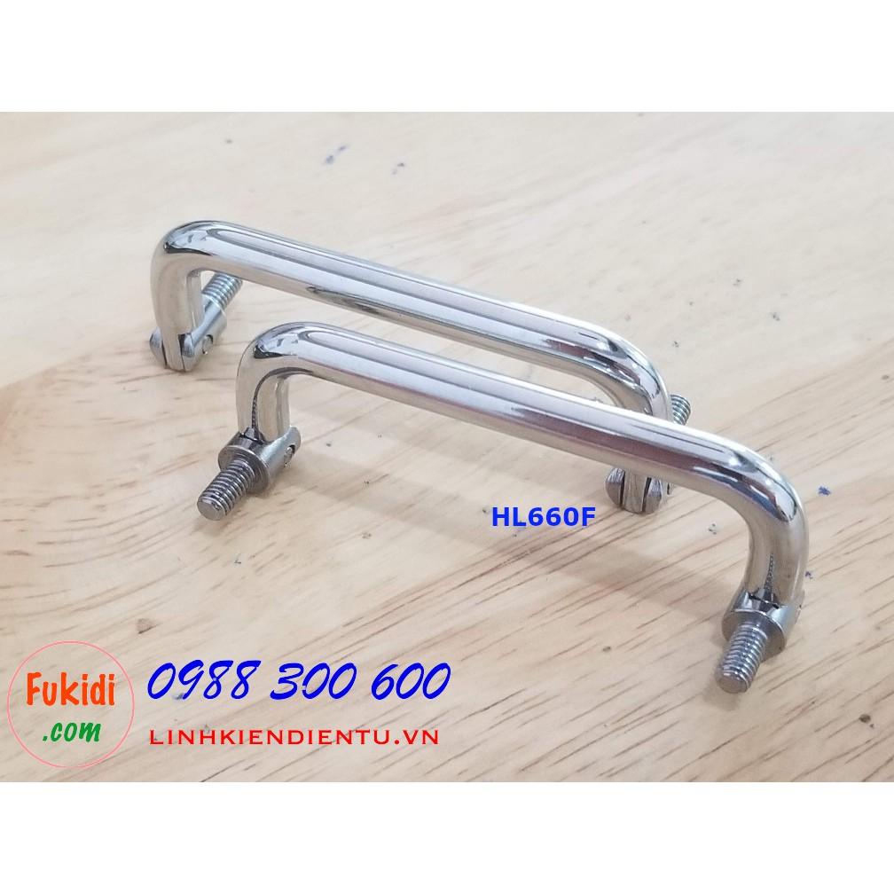 Tay nắm chữ D, thép mạ crôm kích thước 60mm dùng làm quai xách hộp dụng cụ HL660F