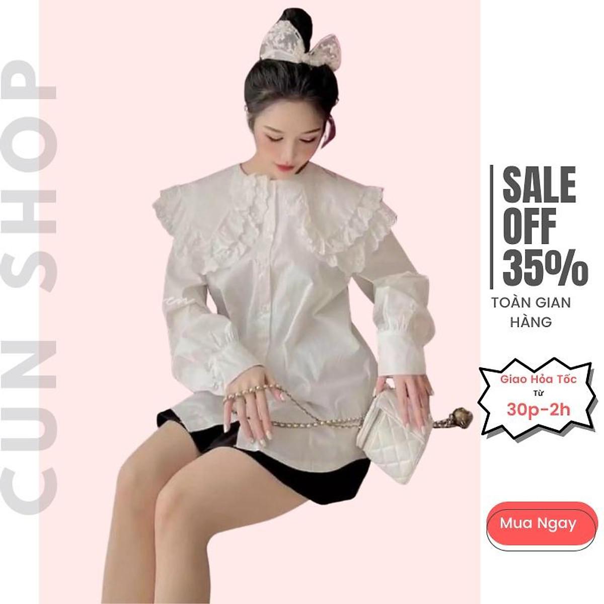 Áo Sơ Mi Nữ Tay Dài Cổ Bèo M055 Dáng Rộng Chất Voan Dày Cho nữ dưới 55kg Xinh Xắn