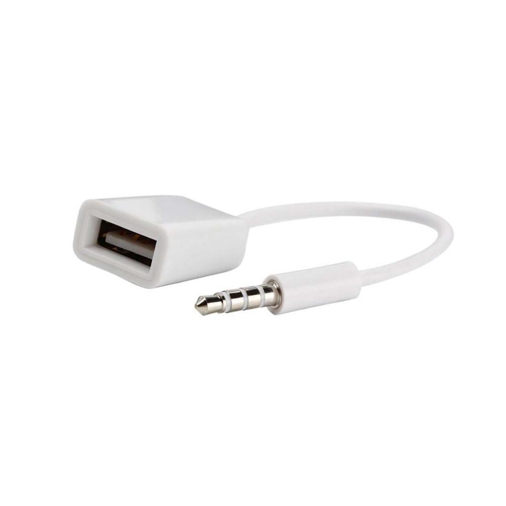 4x White 3.5mm Male AUX Audio Plug Jack to USB 2.0 Type A Female OTG Cable Converter Cable Cord for Car MP3