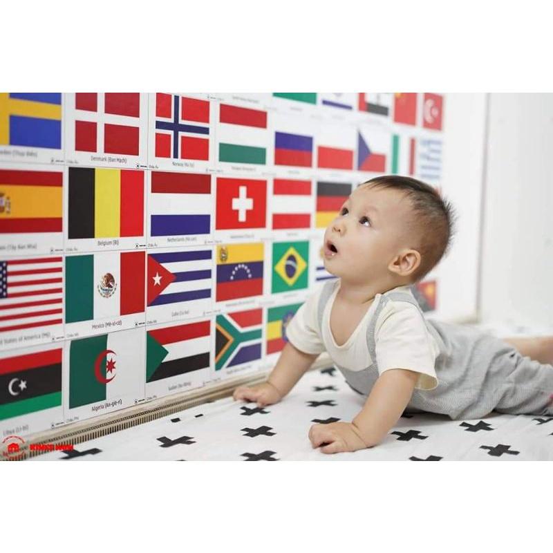 Bộ Thẻ học QUỐC KỲ 175 quốc gia trên thế giới - kèm hình ảnh sinh động cho bé