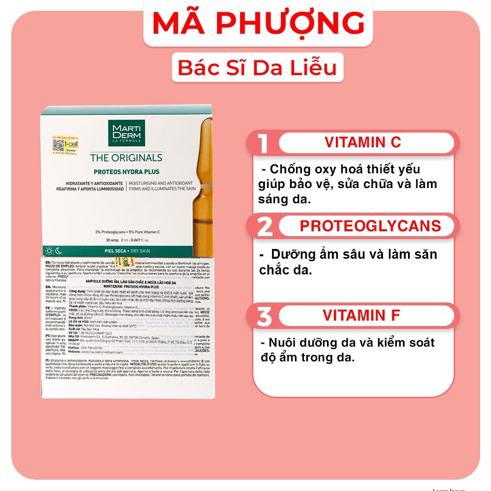 Tinh chất cấp ẩm Martiderm the originals Proteos Hydra Plus XANH LÁ Dược Mỹ Phẩm Bác Sĩ Mã Phượng ( LẺ 1 ỐNG )