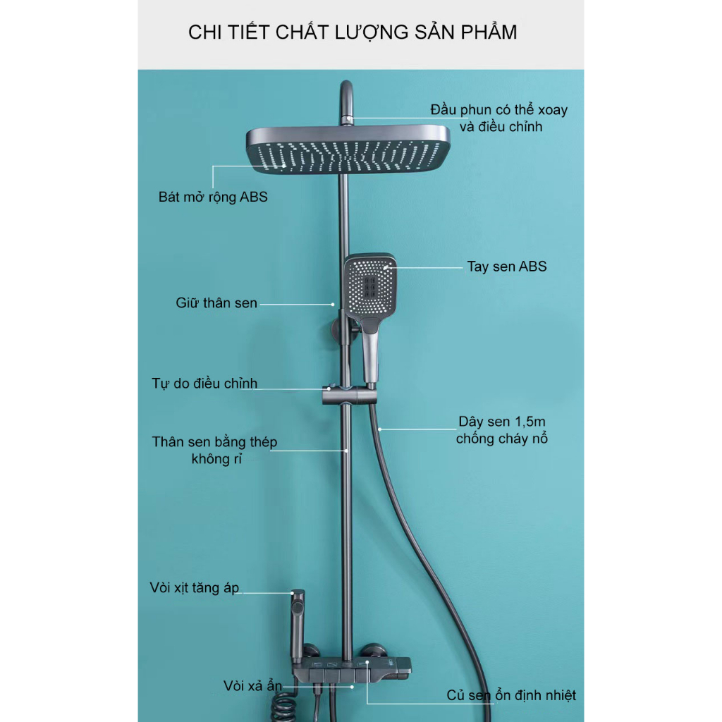 Vòi Sen Tắm Nóng Lạnh Thế Hệ Mới Cho Nhà Tắm Tiện Nghi Điều Chỉnh Phím Piano Lõi Van Sứ