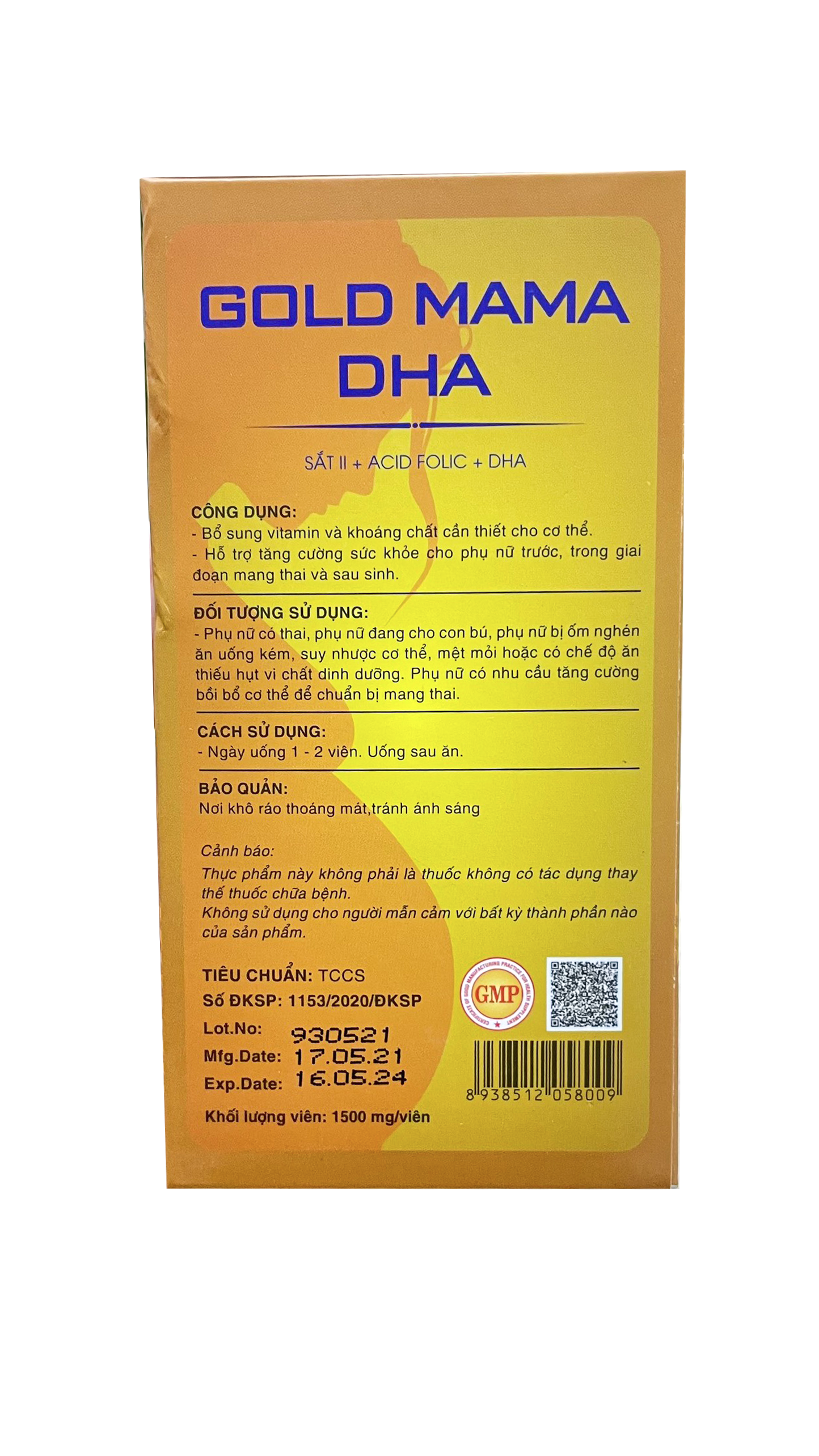 Viên Uống Bổ Sung Sắt Canxi Vitamin Cho Phụ Nữ Mang Thai Gold Mama DHA ( Hộp 30 viên )