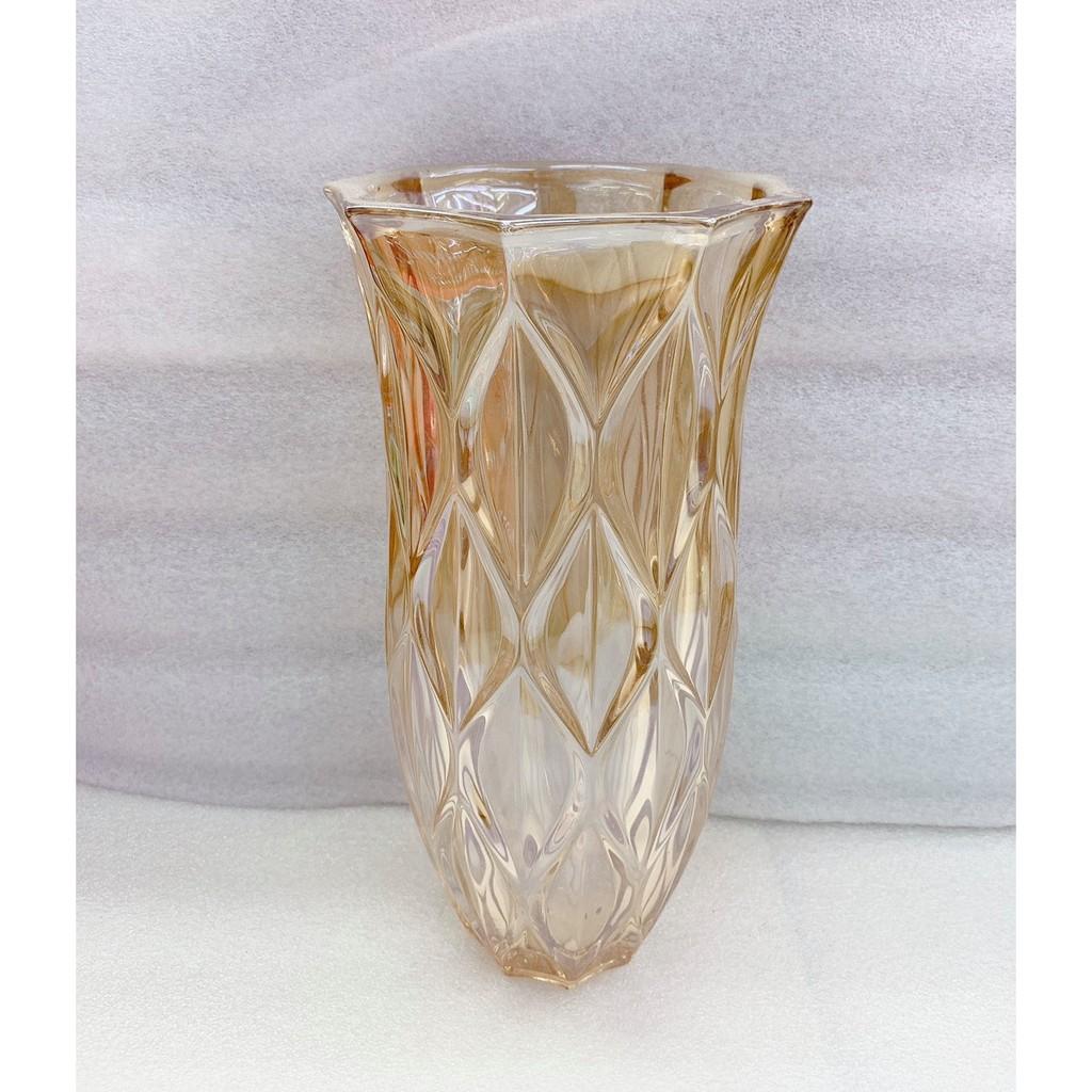 LỌ CẮM HOA THỦY TINH VÀNG MIỆNG LOE 30CM