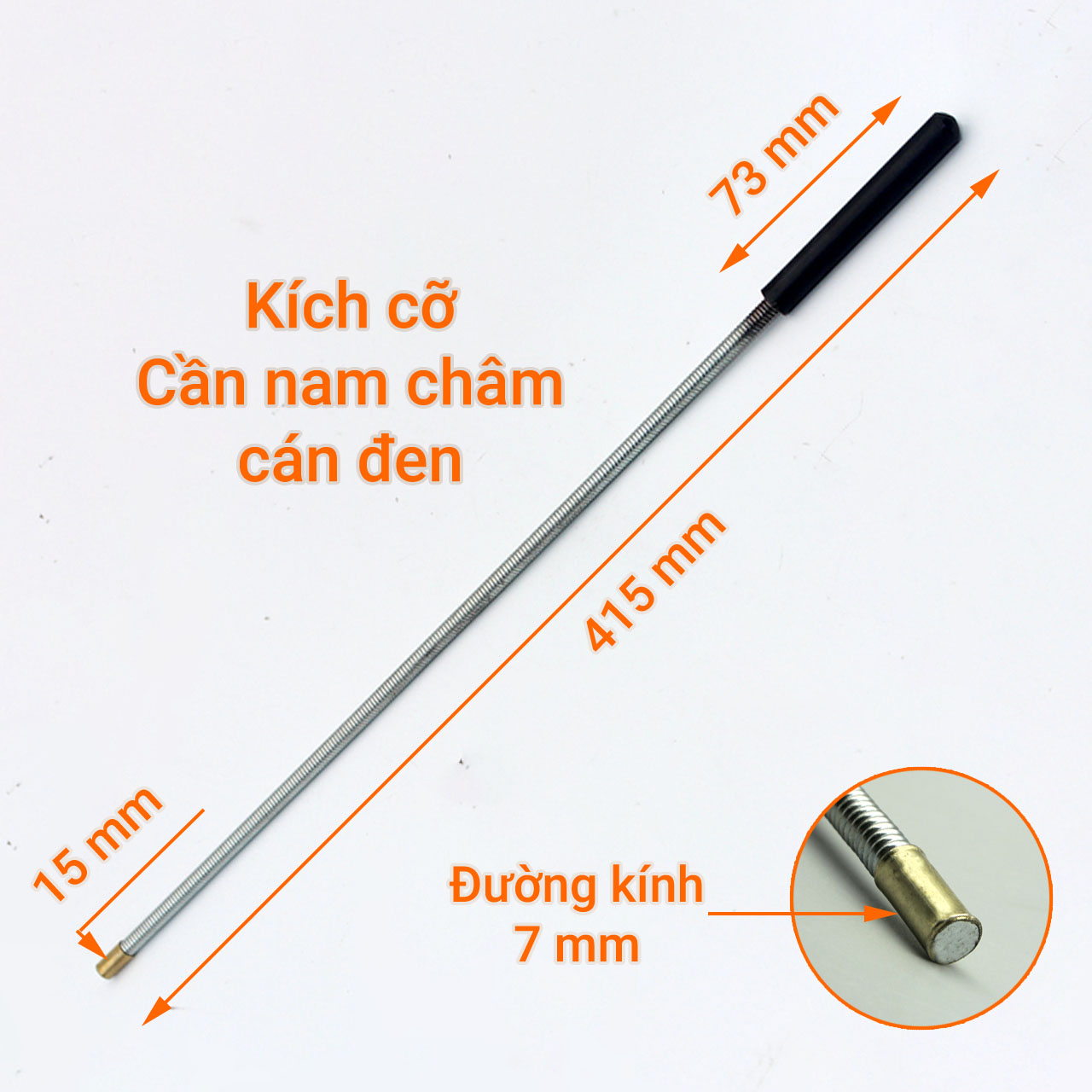 Cần nam châm hút đồ cán nhựa đen