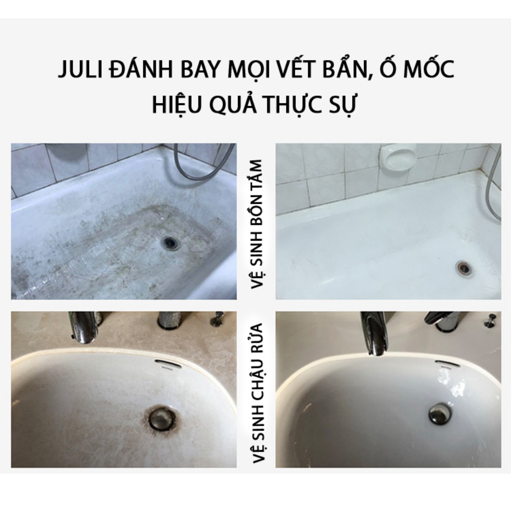 Tẩy cặn canxi nhà tắm JULI Plus tẩy rửa sạch nhà vệ sinh cặn bám trên vòi sen inox, vách kính, bồn sứ, gạch mem, gương soi, chậu rửa. Chai 500ml