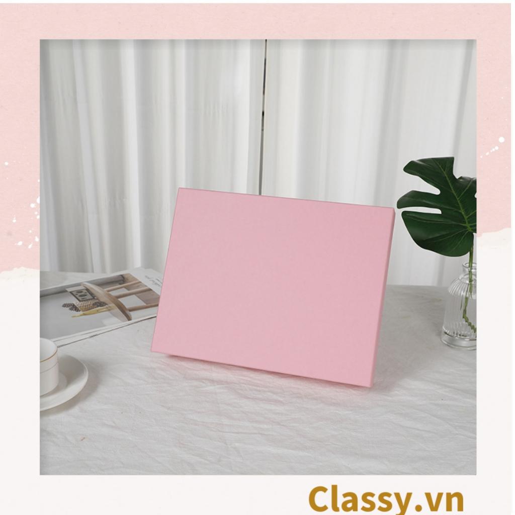 Hộp quà tặng Classy màu hồng trơn, chất liệu giấy cứng cáp Q1557