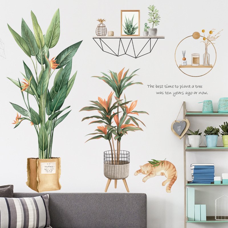 Decal dán tường cây chuối cảnh thiên nhiên sinh động