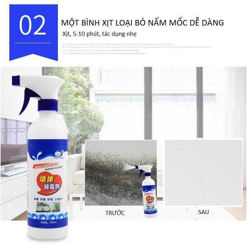 Chai Xịt Tẩy Mốc Tường Nhà 500ml Tẩy Sạch Đốm Mốc Hiệu Quả Tiện Dụng Hiệu Quả Hàng Nội Địa