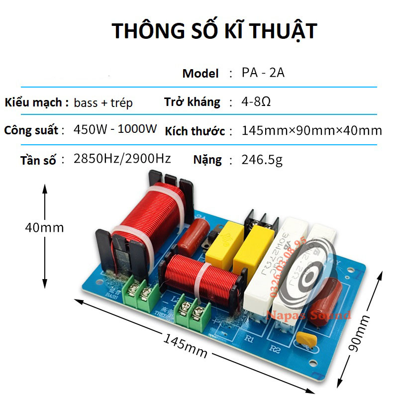 BỘ 2 CÁI MẠCH PHÂN TẦN 2 LOA PA2A CÔNG SUẤT LỚN - CÓ CHỈNH TRÉP - MẠCH PHÂN TẦN FULL ĐƠN