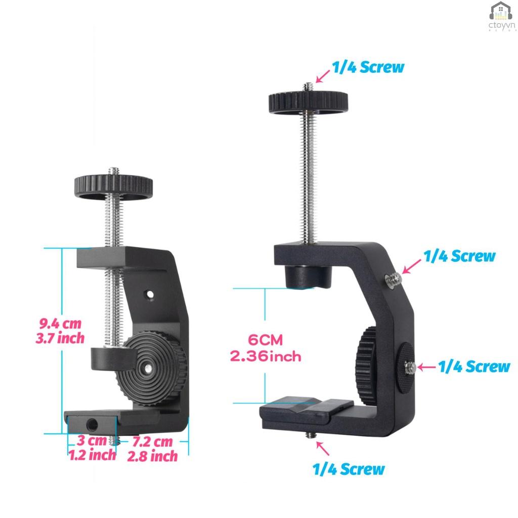 Kẹp chữ C bằng hợp kim nhôm đa năng kèm ốc vít 1/4 inch chuyên dụng cho máy ảnh