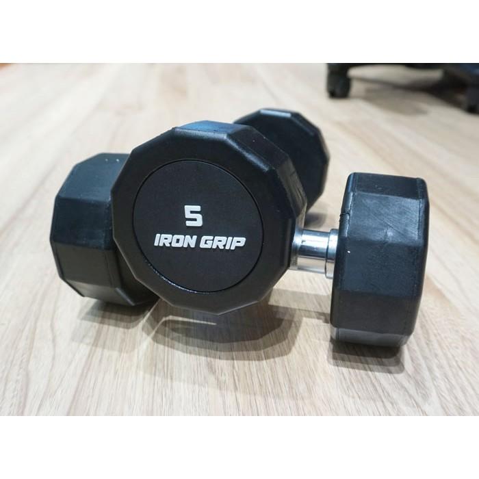 Tạ tay cao su Iron Grip 2,5 KG , 5 KG tạ tay lõi gang đặc cao cấp hỗ trợ tập gym tại nhà