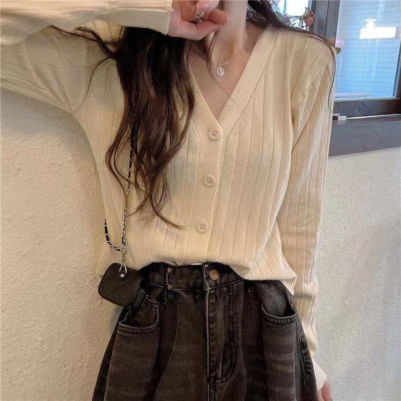 Áo khoác cardigan len nữ tay dài phong cách Hàn Quốc 2021