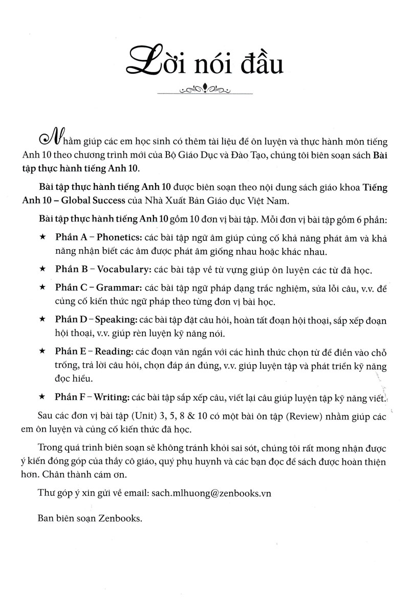 Bài Tập Thực Hành Tiếng Anh 10 - Dùng Kèm SGK Tiếng Anh 10 Global Success _