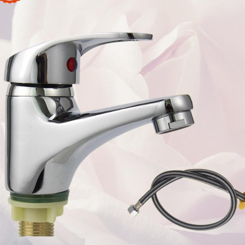 Vòi lavabo lạnh  thân lùn chất đồng thau sáng bóng cao cấp phong cách hiện đại tiêu chuẩn châu âu