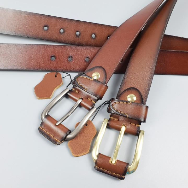 Thắt lưng da bò thật; Dây lưng da thật 1 lớp khóa kim bản 38mm BL114  - 100% da bò thật