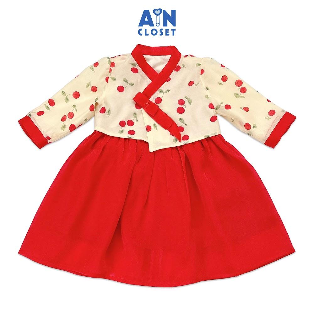 Đầm Hanbok cách tân bé gái họa tiết Cherry đỏ tơ ánh nhủ - AICDBGYJIPQM - AIN Closet