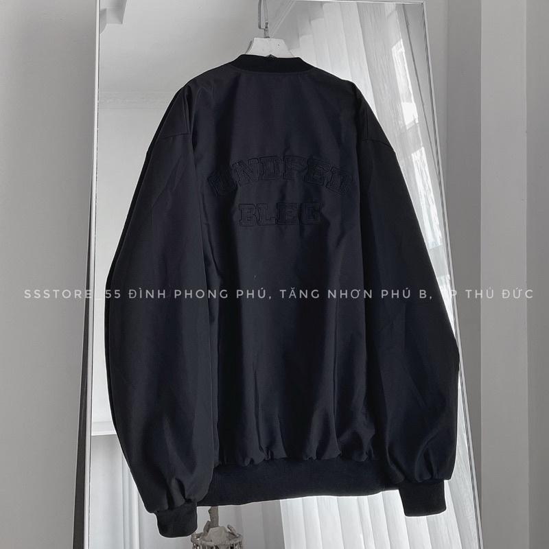 Áo Bomber dù 2 lớp B màu đen form rộng unisex nam nữ